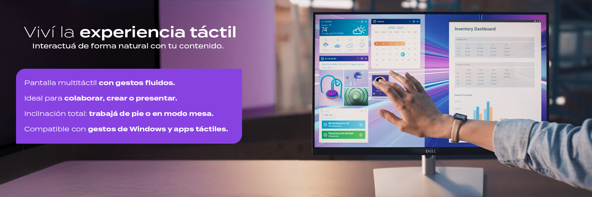 Optimizá tu productividad con una herramienta que responde a gestos táctiles intuitivos y integra funciones de seguridad como bloqueo de puertos. La pantalla antirreflejo garantiza claridad incluso en ambientes iluminados, mientras su construcción durable asegura larga vida útil. Transformá tu flujo de trabajo con un monitor que une innovación, confort visual y versatilidad.